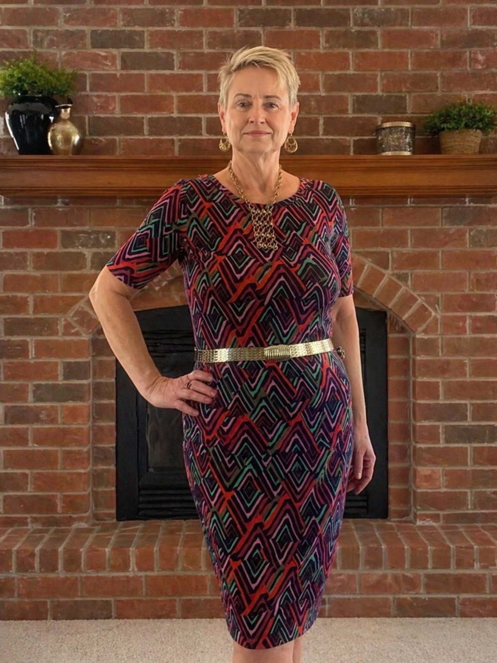 Lularoe Geometric Dress Multi-Color